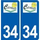 34 Colombiers logo ville autocollant plaque stickers