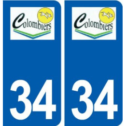 34 Colombiers logo ville autocollant plaque stickers