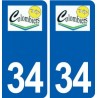 34 Colombiers logo ville autocollant plaque stickers