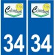 34 Colombiers logo ville autocollant plaque stickers