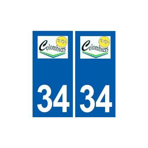 34 Colombiers logo ville autocollant plaque stickers