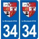 34 Le Bousquet-d'Orb blason ville autocollant plaque stickers