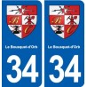 34 Le Bousquet-d'Orb blason ville autocollant plaque stickers