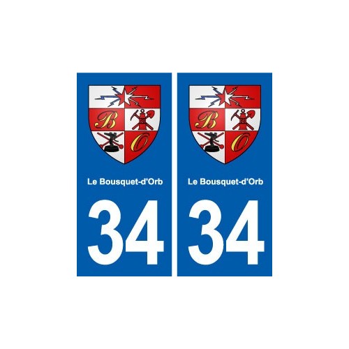 34 Le Bousquet-d'Orb blason ville autocollant plaque stickers