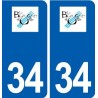 34 Le Bousquet-d'Orb logo ville autocollant plaque stickers