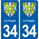 34 Le Pouget blason ville autocollant plaque stickers