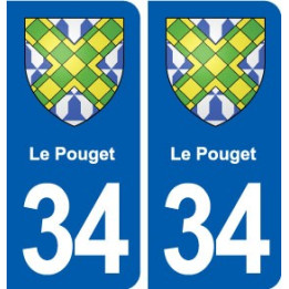 34 Le Pouget blason ville autocollant plaque stickers