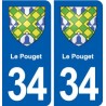 34 Le Pouget blason ville autocollant plaque stickers