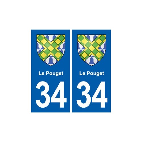 34 Le Pouget blason ville autocollant plaque stickers