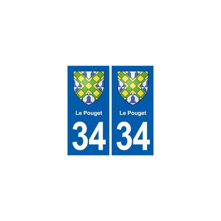 34 Le Pouget blason ville autocollant plaque stickers