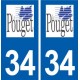 34 Le Pouget logo ville autocollant plaque stickers