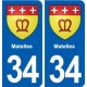 34 Matelles blason ville autocollant plaque stickers