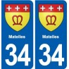 34 Matelles blason ville autocollant plaque stickers