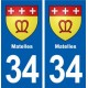 34 Matelles blason ville autocollant plaque stickers