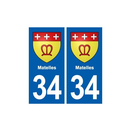 34 Matelles blason ville autocollant plaque stickers