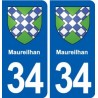 34 Maureilhan blason ville autocollant plaque stickers