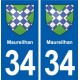 34 Maureilhan blason ville autocollant plaque stickers