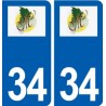 34 Maureilhan logo ville autocollant plaque stickers