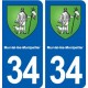 34 Murviel-lès-Montpellier blason ville autocollant plaque stickers