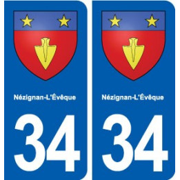 34 Nézignan-l'évêque blason ville autocollant plaque stickers