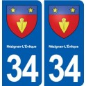 34 Nézignan-l'évêque blason ville autocollant plaque stickers