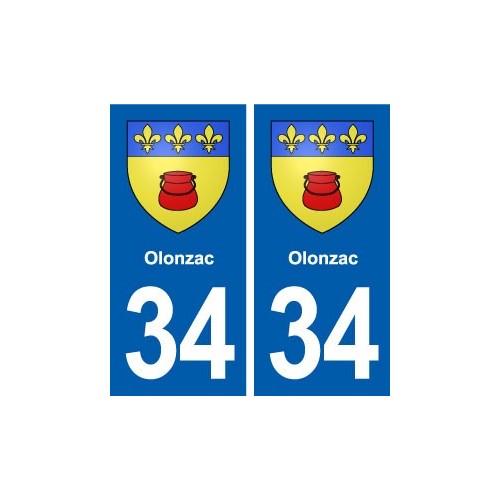 34 Olonzac blason ville autocollant plaque stickers