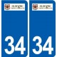 34 Olonzac logo ville autocollant plaque stickers