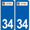 34 Olonzac logo ville autocollant plaque stickers
