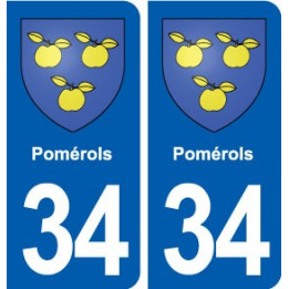 34 Pomérols blason ville autocollant plaque stickers