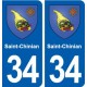 34 Saint-Chinian blason ville autocollant plaque stickers