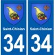 34 Saint-Chinian blason ville autocollant plaque stickers
