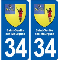 34 Saint-Geniès-des-Mourgues blason ville autocollant plaque stickers