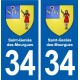 34 Saint-Geniès-des-Mourgues blason ville autocollant plaque stickers
