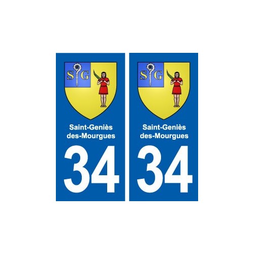 34 Saint-Geniès-des-Mourgues blason ville autocollant plaque stickers