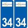 34 Saint-Chinian logo ville autocollant plaque stickers