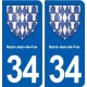 34 Saint-Jean-de-Fos blason ville autocollant plaque stickers