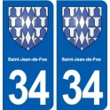 34 Saint-Jean-de-Fos blason ville autocollant plaque stickers