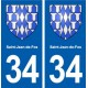 34 Saint-Jean-de-Fos blason ville autocollant plaque stickers