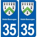 35 Hédé-Bazouges blason  autocollant plaque stickers ville
