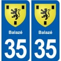 35 Balazé blason  autocollant plaque stickers ville