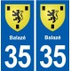 35 Balazé blason  autocollant plaque stickers ville