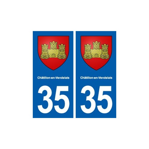 35 Châtillon-en-Vendelais blason  autocollant plaque stickers ville