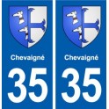 35 Chevaigné blason  autocollant plaque stickers ville
