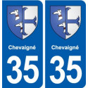 35 Chevaigné blason  autocollant plaque stickers ville