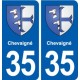 35 Chevaigné blason  autocollant plaque stickers ville