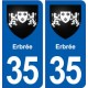 35 Erbrée blason  autocollant plaque stickers ville