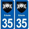 35 Erbrée blason  autocollant plaque stickers ville