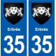 35 Erbrée blason  autocollant plaque stickers ville