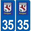 35 Plerguer logo autocollant plaque stickers ville
