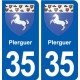 35 Plerguer blason autocollant plaque stickers ville